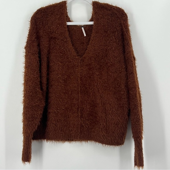 Free People Icing V-Neck Knit Sweater Mocha Java‎ Brown - Picture 4 of 9